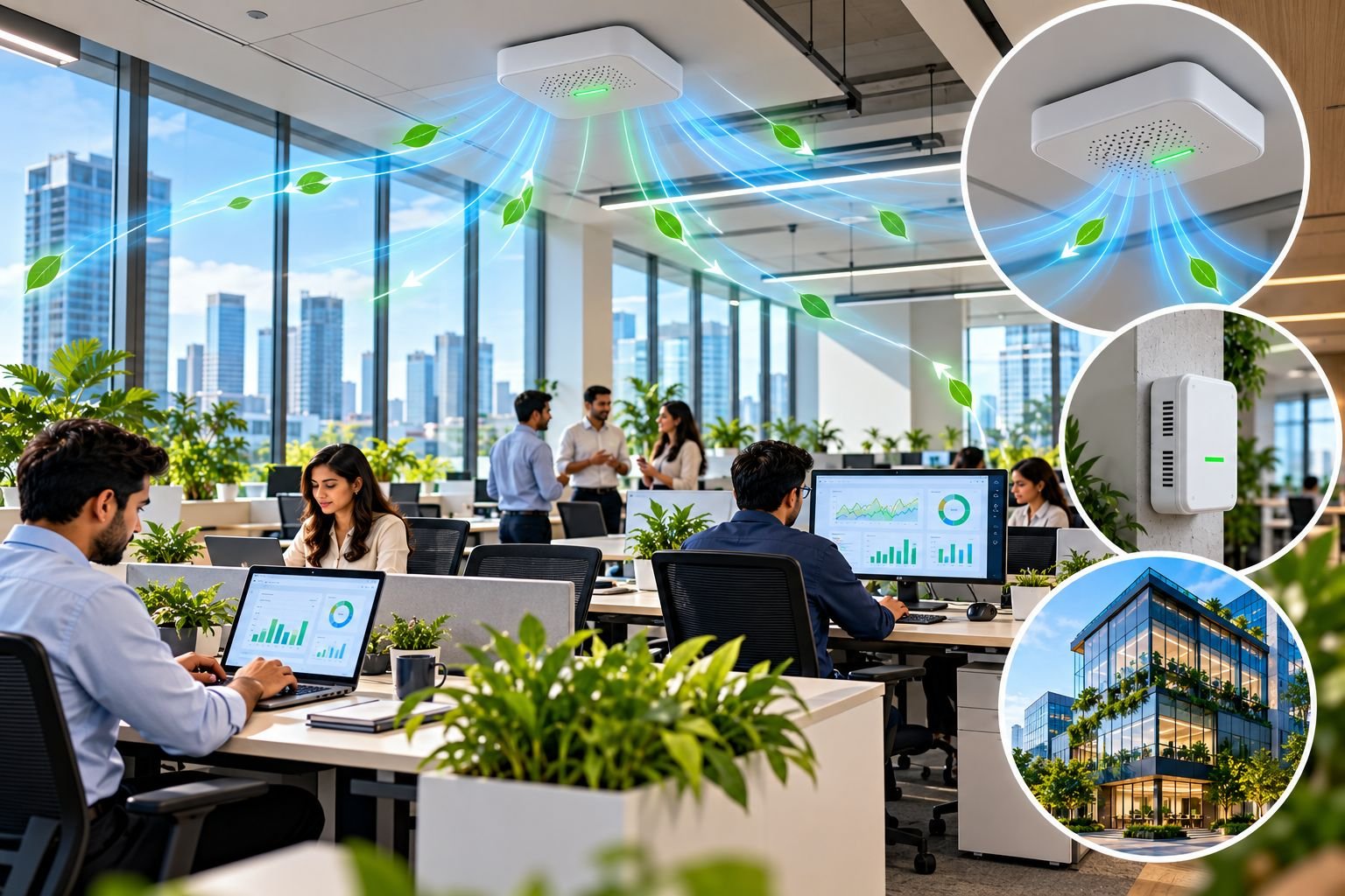 Indoor air quality monitoring in an office
