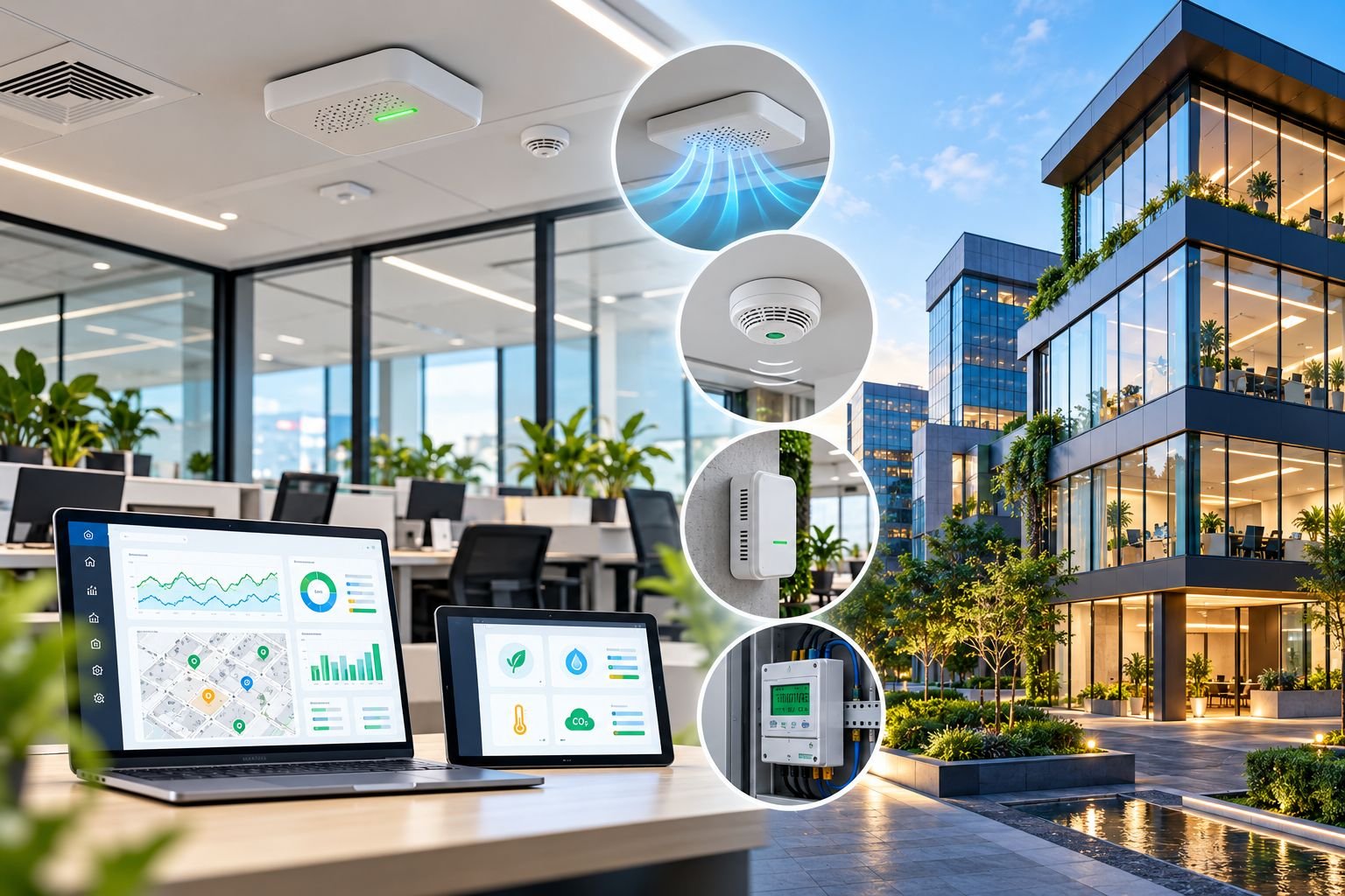 Rooftop air quality monitoring sensor with live readings